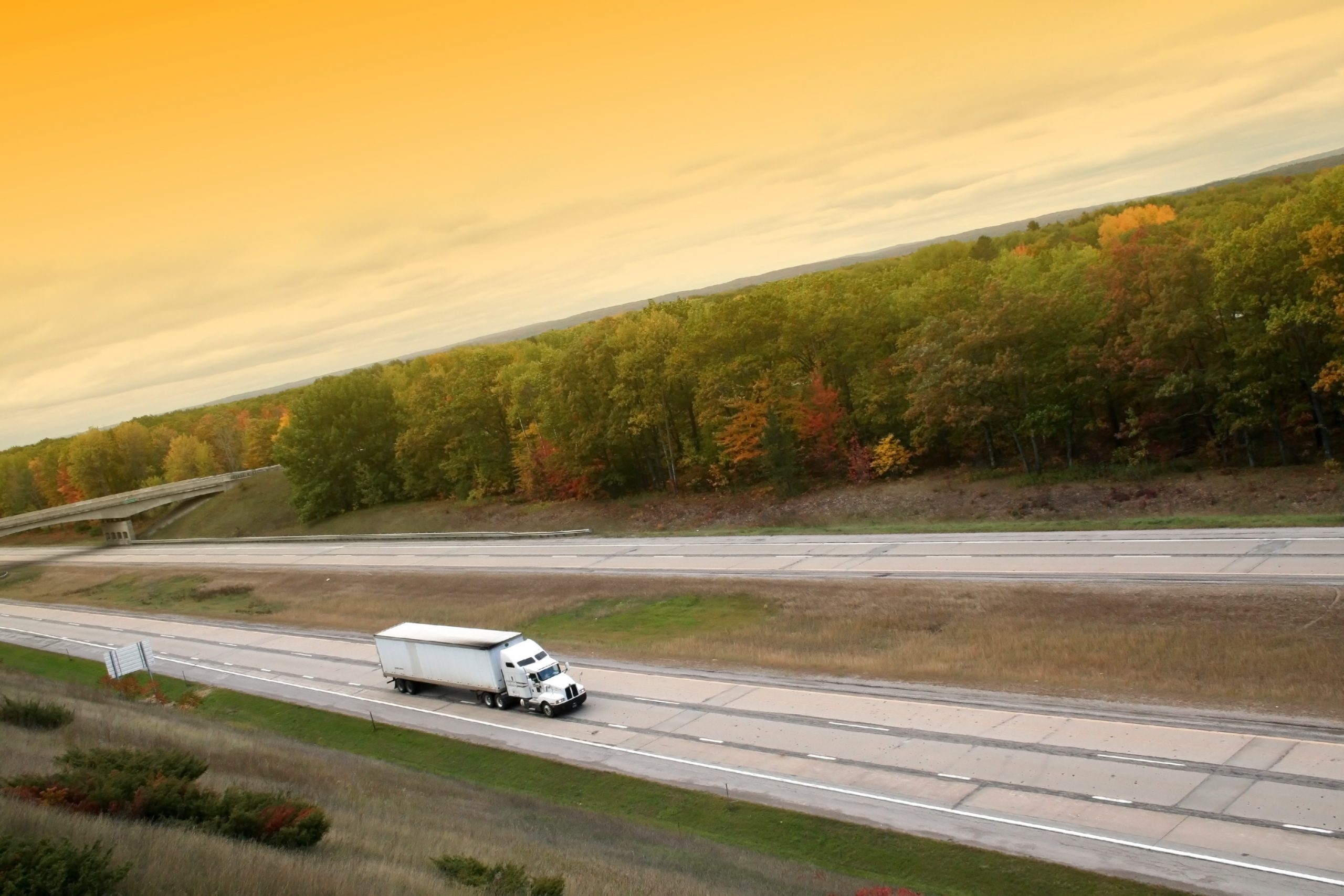 Semi truck driving