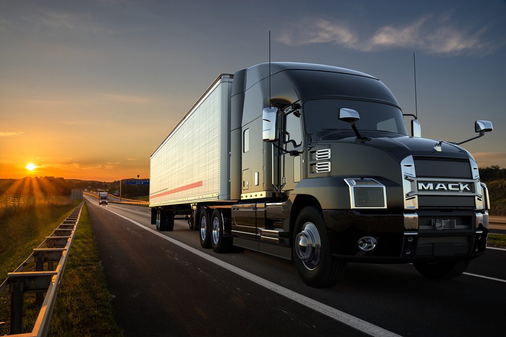 American Mack Anthem truck on the highway